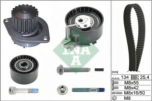 Set pompa apa + curea dintata PEUGEOT 307 SW (3H) (2002 - 2016) INA 530 0379 30 piesa NOUA