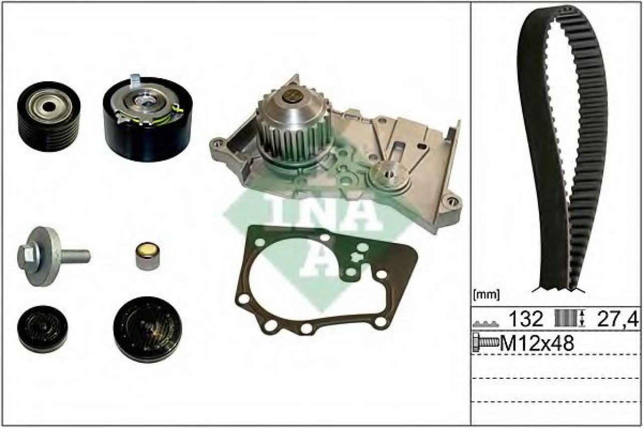 Set pompa apa + curea dintata RENAULT LAGUNA III Grandtour (KT0/1) (2007 - 2016) INA 530 0639 30 piesa NOUA