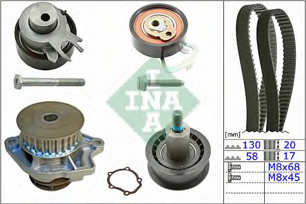 Set pompa apa + curea dintata SEAT IBIZA V (6J5, 6P1) (2008 - 2016) INA 530 0538 30 piesa NOUA