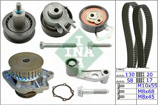 Set pompa apa + curea dintata SKODA OCTAVIA I (1U2) (1996 - 2010) INA 530 0089 31 piesa NOUA