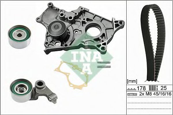 Set pompa apa + curea dintata TOYOTA AVENSIS Liftback (T22) (1997 - 2003) INA 530 0422 30 piesa NOUA