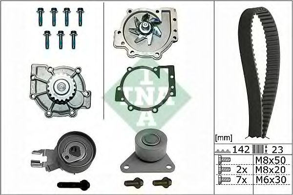 Set pompa apa + curea dintata VOLVO S80 II (AS) (2006 - 2016) INA 530 0467 30 piesa NOUA