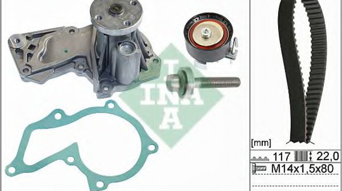 Set pompa apa + curea dintata VOLVO S80 II (AS) (2006 - 2016) INA 530 0605 30 piesa NOUA