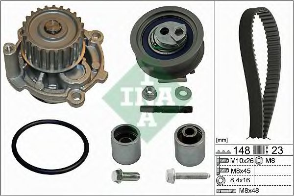 Set pompa apa + curea dintata VW GOLF V (1K1) (2003 - 2009) INA 530 0445 32 piesa NOUA