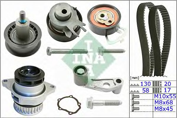 Set pompa apa + curea dintata VW LUPO (6X1, 6E1) (1998 - 2005) INA 530 0089 30 piesa NOUA