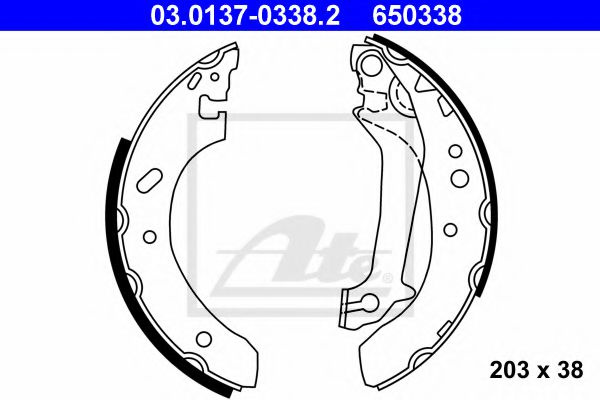 Set saboti frana FORD COURIER (JV) (1998 - 2016) ATE 03.0137-0338.2 piesa NOUA