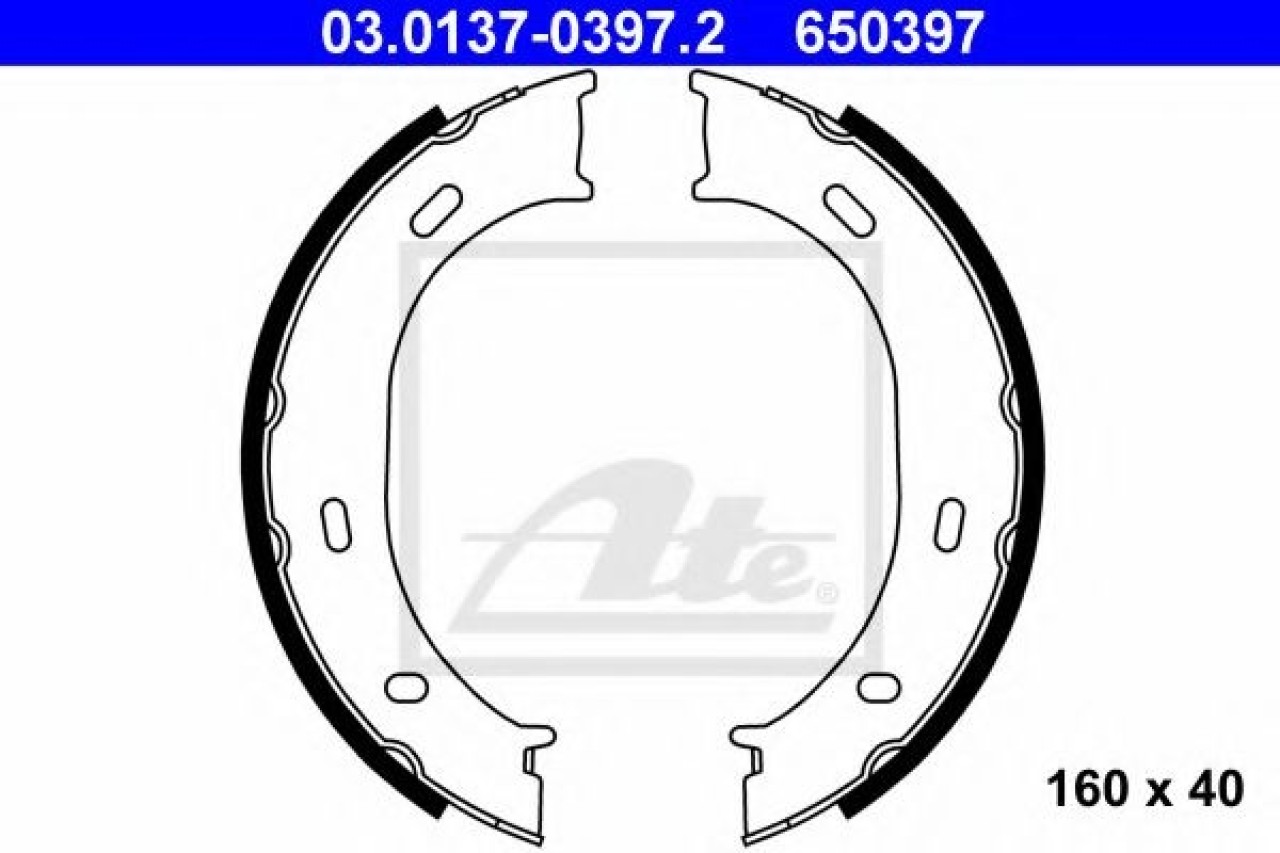 Set saboti frana, frana de mana VW LT II caroserie (2DA, 2DD, 2DH) (1996 - 2006) ATE 03.0137-0397.2 piesa NOUA