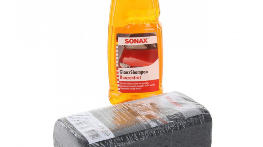 Set Sonax Sampon Auto Concentrat Pentru Luciu 1L 314300 + Nigrin Burete Auto Jumbo 20 x 11 x 8CM 71404