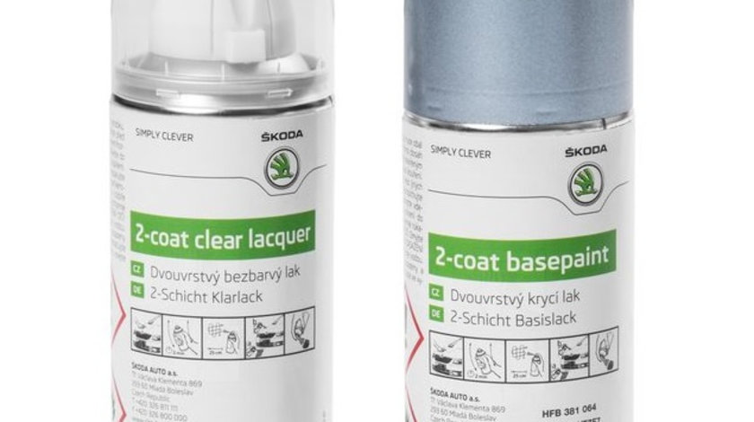 Set Spray Vopsea + Lac Oe Skoda Grey Stone Metallica 9151/F7F7/F7U 150ML HFB381064