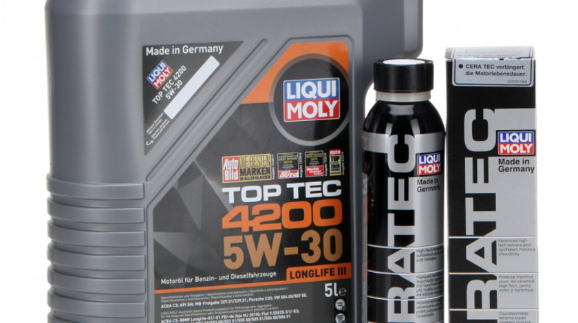 Set Ulei Motor Liqui Moly Top Tec 4200 Longlife III 5W-30 5L 8973 + Liqui Moly Aditiv Ulei Motor Ceratec 300ML 7181