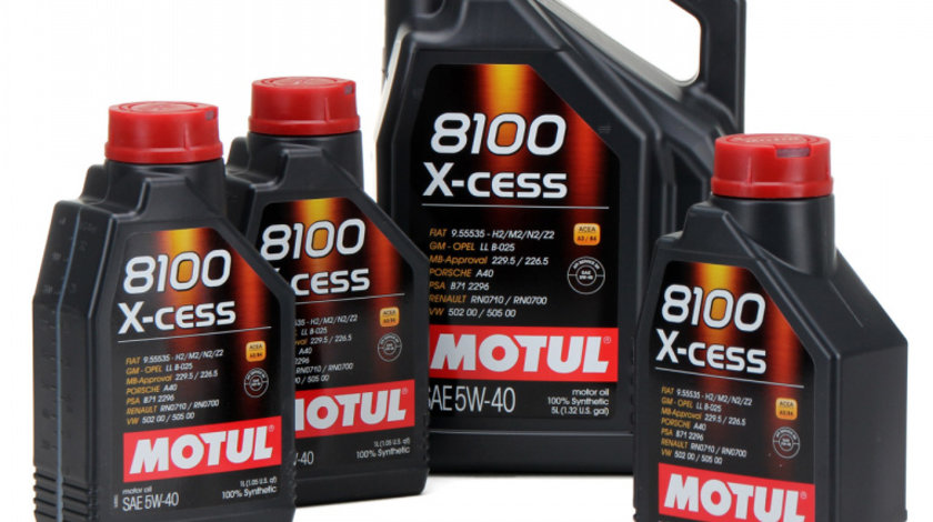 Set Ulei Motor Motul 8100 X-Cess 5W-40 5L 102870 + 3 Buc Ulei Motor Motul 8100 X-Cess 5W-40 1L 102784