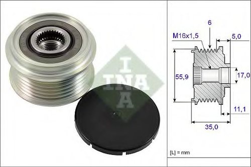 Sistem roata libera, generator AUDI A4 (8W2, B9) (2015 - 2016) INA 535 0222 10 piesa NOUA