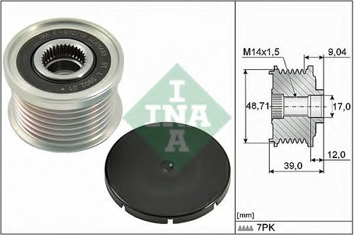 Sistem roata libera, generator BMW Seria 3 (E90) (2005 - 2011) INA 535 0275 10 piesa NOUA