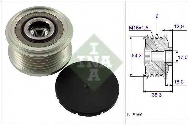 Sistem roata libera, generator CITROEN C4 Cupe (LA) (2004 - 2011) INA 535 0062 10 piesa NOUA