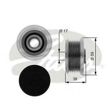 Sistem roata libera, generator CITROEN C5 II Break (RE) (2004 - 2016) GATES OAP7077 piesa NOUA