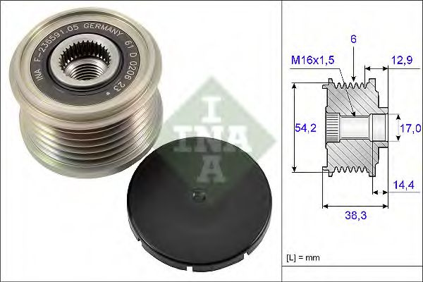 Sistem roata libera, generator CITROEN C8 (EA, EB) (2002 - 2016) INA 535 0194 10 piesa NOUA