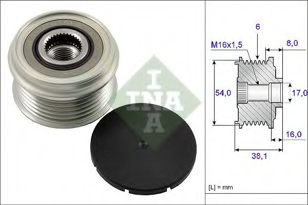 Sistem roata libera, generator FIAT 500L (199) (2012 - 2016) INA 535 0063 10 piesa NOUA