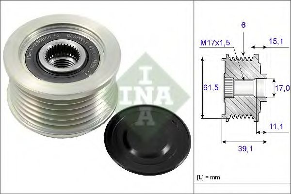 Sistem roata libera, generator FIAT PUNTO Van (188AX) (2000 - 2009) INA 535 0144 10 piesa NOUA