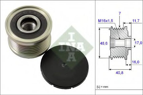 Sistem roata libera, generator RENAULT CAPTUR (2013 - 2016) INA 535 0080 10 piesa NOUA