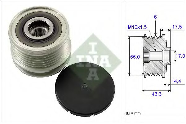 Sistem roata libera, generator RENAULT CLIO II (BB0/1/2, CB0/1/2) (1998 - 2005) INA 535 0105 10 piesa NOUA