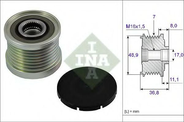 Sistem roata libera, generator RENAULT SYMBOL III (2013 - 2016) INA 535 0081 10 piesa NOUA