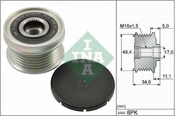 Sistem roata libera, generator SEAT ALHAMBRA (710, 711) (2010 - 2016) INA 535 0155 10 piesa NOUA