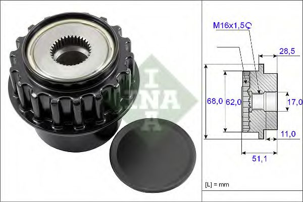 Sistem roata libera, generator VOLVO V60 (2010 - 2016) INA 535 0175 10 piesa NOUA