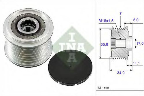 Sistem roata libera, generator VW PHAETON (3D) (2002 - 2016) INA 535 0083 10 piesa NOUA