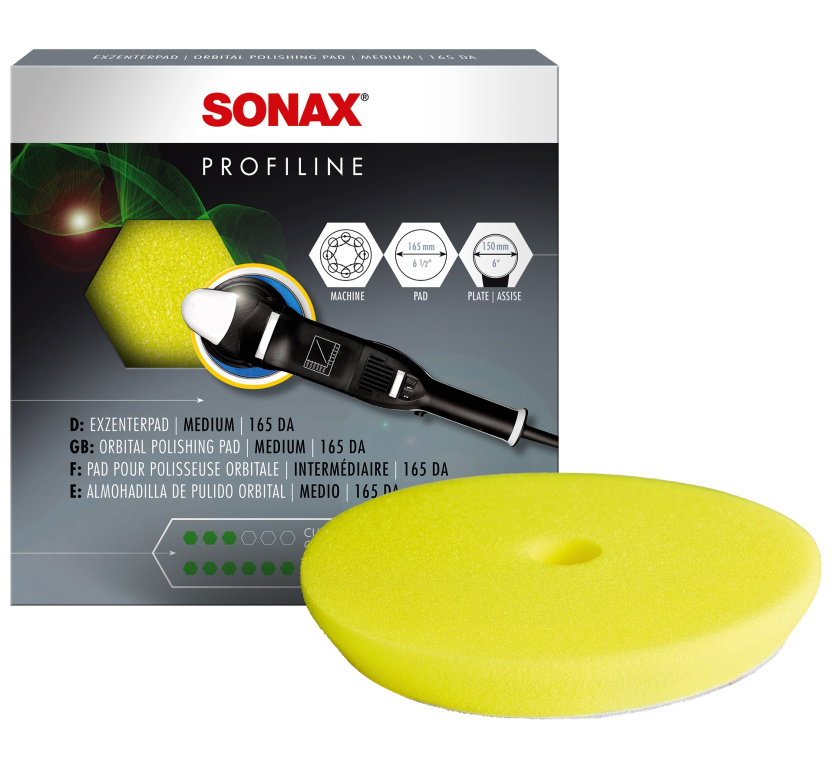 Sonax Profiline Orbital Polishing Pad Medium Burete Galben Pentru Polish Dual Action Mediu 165MM 493500