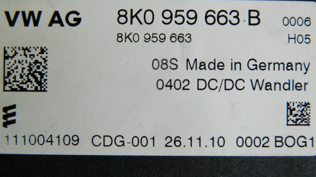 Stabilizator tensiune baterie Audi A4 B8 8K cod: 8K0959663B model 2011