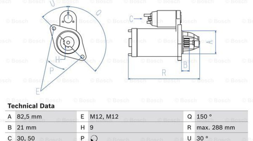 Starter (0986011150 BOSCH) MERCEDES-BENZ,PUCH,SEAT