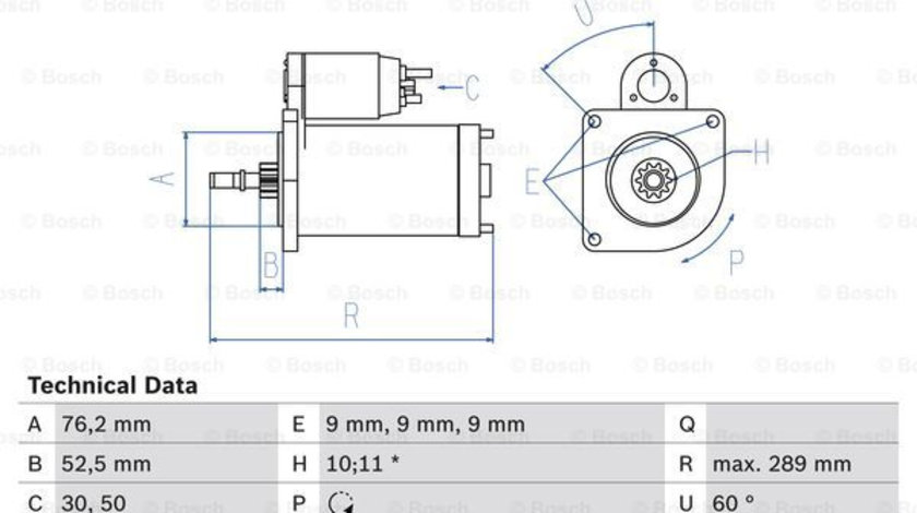 Starter (0986016190 BOSCH) VW