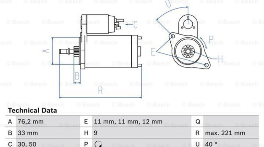 Starter (0986016290 BOSCH) AUDI,FORD