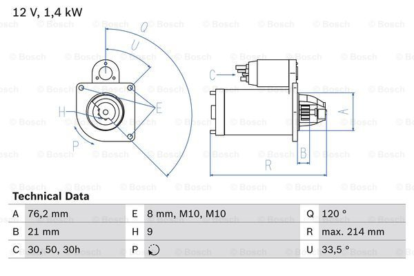 Starter (0986017110 BOSCH) BMW,BMW (BRILLIANCE)