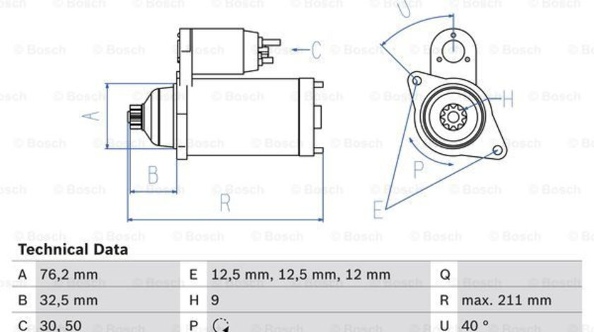 Starter (0986017830 BOSCH) AUDI,FORD,SEAT,SKODA,VW