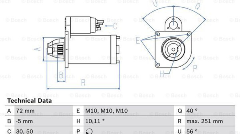 Starter (0986018970 BOSCH) Citroen,FIAT,LANCIA,PEUGEOT