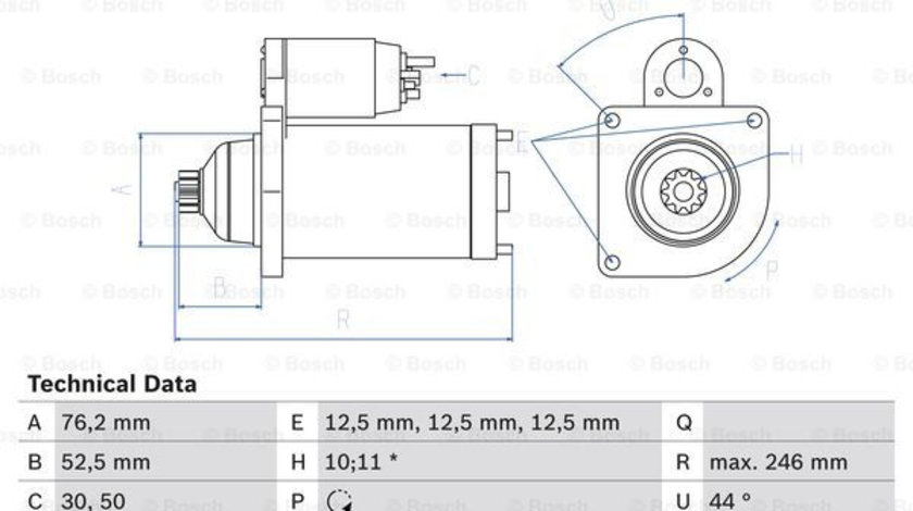 Starter (0986020250 BOSCH) AUDI,SEAT,SKODA,VW