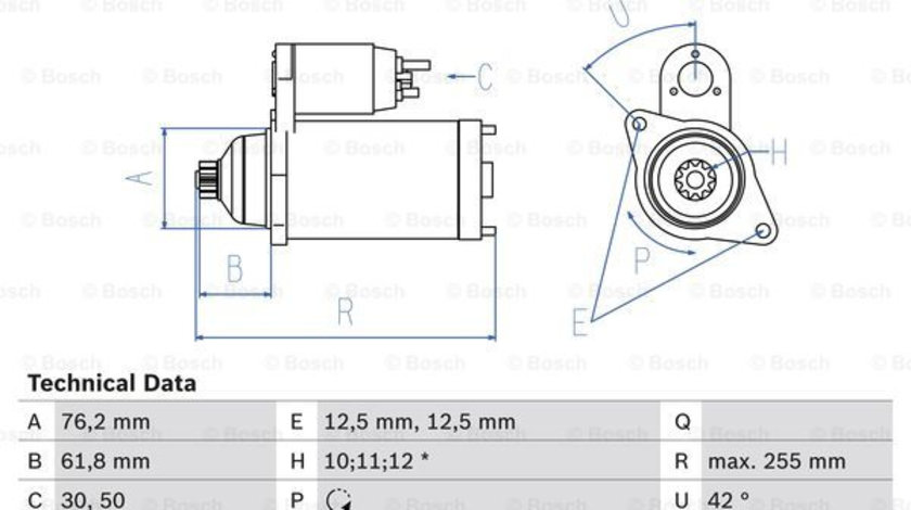 Starter (0986020260 BOSCH) AUDI,SEAT,SKODA,VW