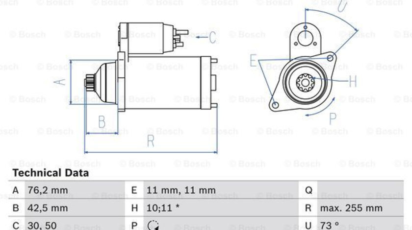 Starter (0986020280 BOSCH) AUDI,SEAT,SKODA,VW