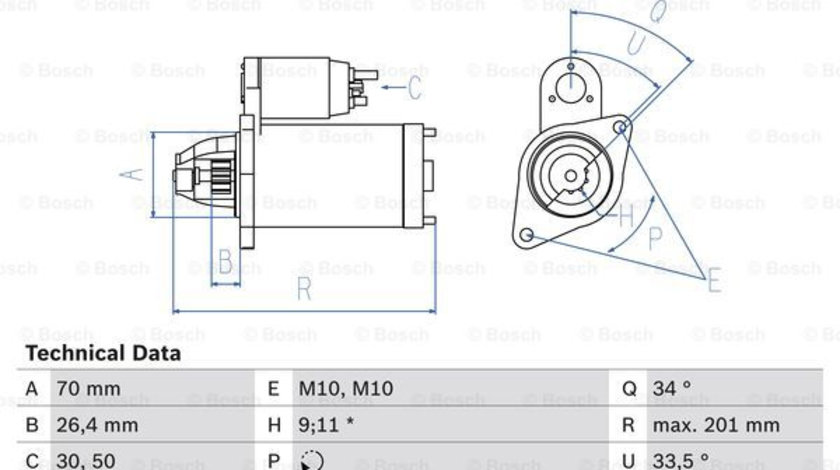 Starter (0986020350 BOSCH) MERCEDES-BENZ,MERCEDES-BENZ (BBDC)