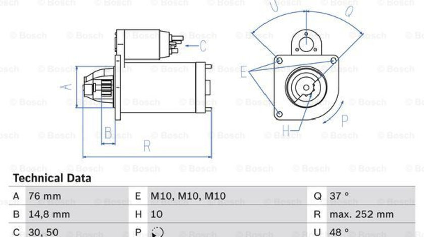 Starter (0986022631 BOSCH) FORD