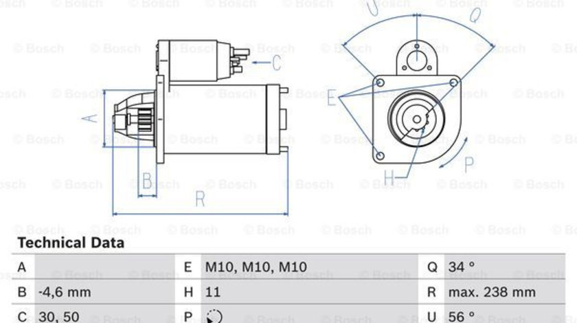 Starter (0986023850 BOSCH) Citroen,DS,MITSUBISHI,OPEL,PEUGEOT,VAUXHALL