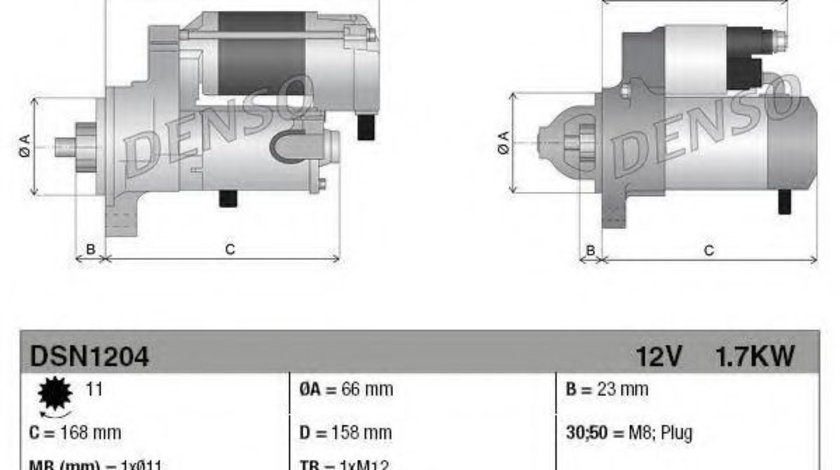 Starter AUDI A4 Avant (8K5, B8) (2007 - 2015) DENSO DSN1204 piesa NOUA