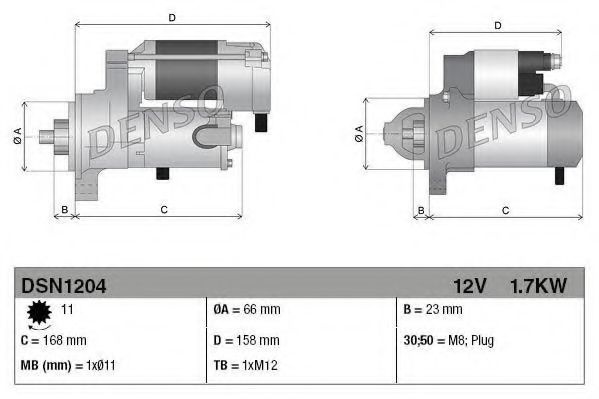 Starter AUDI A6 (4G2, C7, 4GC) (2010 - 2016) DENSO DSN1204 piesa NOUA