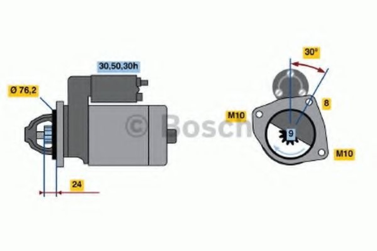 Starter BMW Seria 3 Cabriolet (E36) (1993 - 1999) BOSCH 0 986 017 110 piesa NOUA