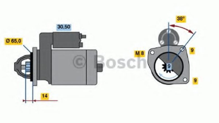 Starter FIAT BRAVA (182) (1995 - 2003) BOSCH 0 986 017 030 piesa NOUA