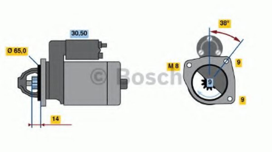 Starter FIAT PUNTO (176) (1993 - 1999) BOSCH 0 986 017 030 piesa NOUA