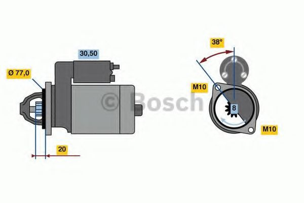 Starter HYUNDAI COUPE (GK) (2001 - 2009) BOSCH 0 986 022 780 piesa NOUA