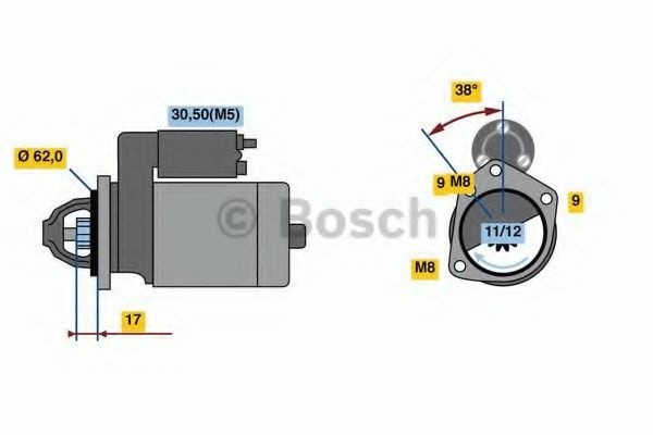 Starter PEUGEOT 2008 (2013 - 2016) BOSCH 0 986 022 790 piesa NOUA