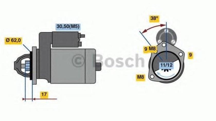 Starter PEUGEOT 307 Estate (3E) (2002 - 2016) BOSCH 0 986 022 790 piesa NOUA